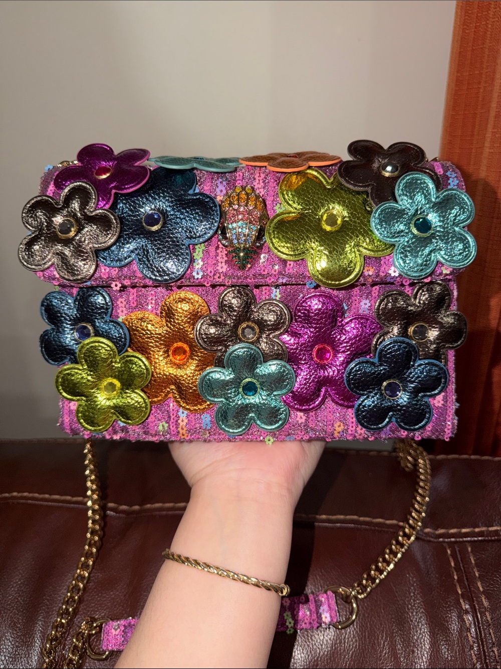 ‼️Kurt Geiger Multicolor Floral Medium Kensington Crossbody Bag Shoulder Bag - Picture 6 of 16